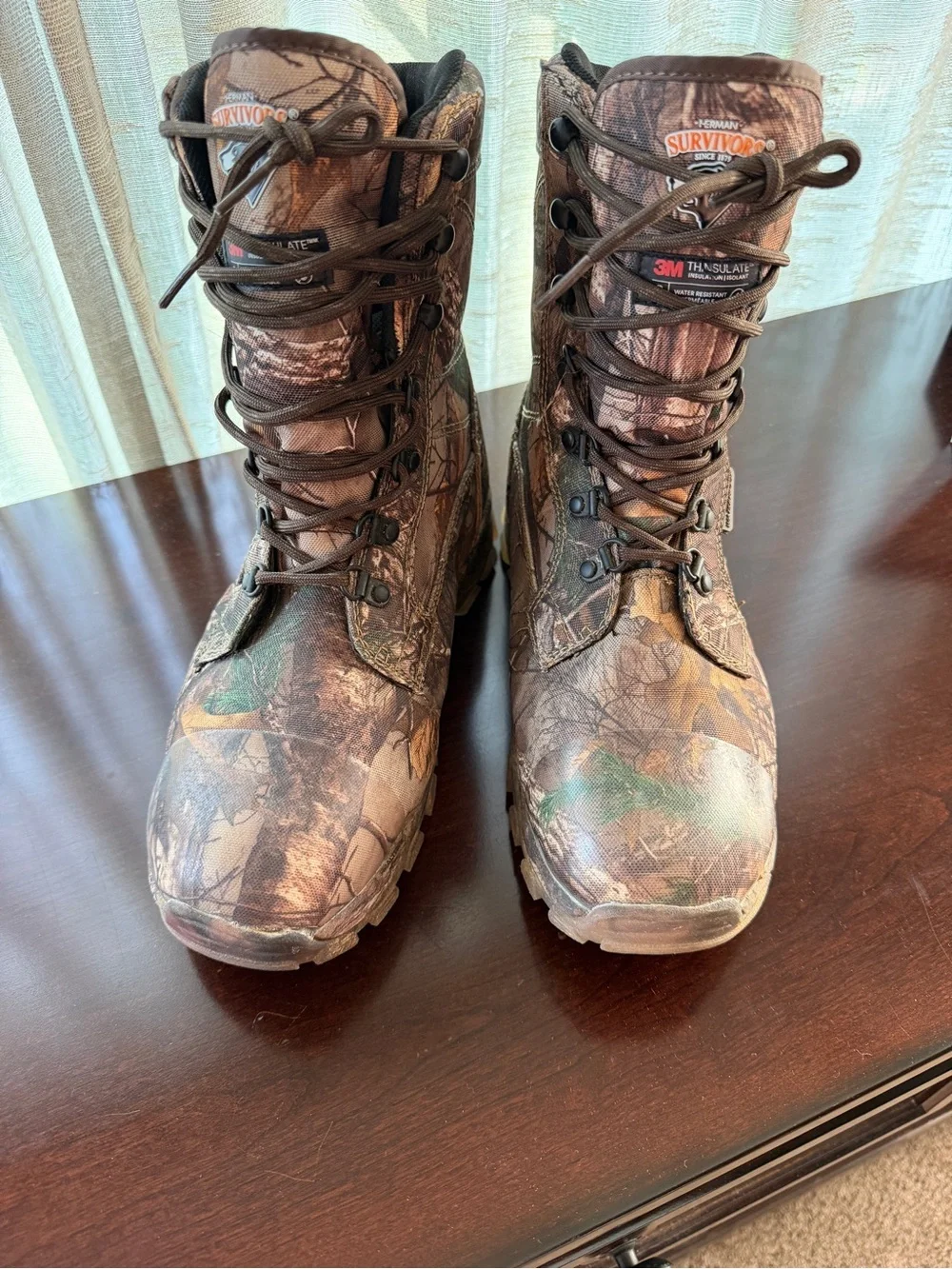 3M Thinsulate Camouflage Hunting Boots - Brown/Green Camo water resistant